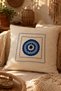 Nazar Boncuğu Throw Pillow Cover Hand Knitted - Linen Decorative Throw Pillow Cover - 42 X 42 cm - 2