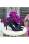 Women's Black Shimmering Crystal Stone Pointed Toe Thin Heeled Shoes