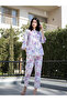 White Floral Round Neck Cotton Top and Pants Set