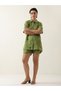 Green Longline Cotton Shirt and Shorts Co-ords Set - 3