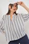 Women's Striped Oversize Blouse 1447 - F.Navy Blue - 5