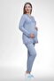 Maternity Lace Detailed Long Sleeve Pajama Set 75% Cotton 25% Viscose - 2