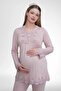 Maternity Lace Detailed Long Sleeve Pajama Set 75% Cotton 25% Viscose - 2