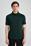 Slim Fit Emerald Green Pique Textured T-Shirt