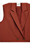 X Melis Ağazat - Viscose Fabric Pocketed Sleeveless Double-Breasted Blazer Jacket Vest - 5
