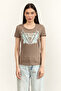 Jersey Women's Slim Fit Crew Neck T-Shirt Brown