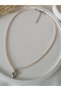 Silver Color Heart Women Cream Crystal Beads Pendant Short Choker Necklace - 2