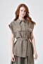 Women's Stone Detailed Vest Suit Khaki 31394 - 2