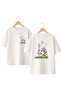 Dalmatian Cows Printed on the Back and Front Chest, 100% Cotton Oversize Loose Regular Fit Crew Neck T-Shirt