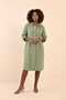 Olive Green Women's 100% Cotton Muslin Fabric Long Sleeve Hijab Shirt Dress |   Buttoned Summer Knee-Length Tunic |   Comfortable Fit - 6