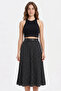 Women's Belted Polka Dot Black Skirt - 2