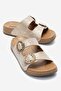 Double Buckle Women's Slippers Beige