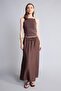 A-Line Regular Waist Wrinkled Textured Viscose Midi Brown Skirt I1654Ax26Sm - 2