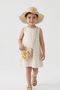 Summer Gift Girl's Beige Straw Hat and Bag Set |   Bohemian Style Floral Sunscreen Beach Model - 3