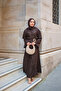 Women's Hidden Button Detailed Straw Trousers Set Brown - 2