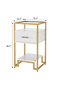 Nightstand, bedside table with open shelves and glass top and 3-tier storage, side table with metal frame for bedroom, easy - 4