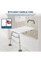 Bathtub transfer bench and shower chair with non-slip aluminum body, shower chair with padded backrest and armrests, adjustable seat height, supports up to 300 lbs - 4