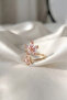 Zircon Stone Sparkling Colorful Flower Design Adjustable Ring - 2