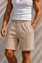 Diagonel Fabric Beige Men's Shorts Mz-93056 - 3