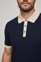 Interview Polo Neck Rayon Thin Knitwear Dark Navy Blue T-Shirt - 3