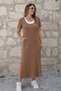 Women's Short Sleeve Athlete-Looking Side Slit Long Viscose Dress