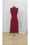 Women's Zero Sleeve Crew Neck Waist Gathered Slit Detailed Janjan Crepe Dress - 5