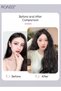 V-Shaped Light Brown Hair Extension One Piece Wavy Wig with 4 Clips Heat Resistant Synthetic Hairpiece for Women Girls (45cm,Natural Black) - 2