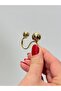 Gold Color Ball Detailed Adjustable Double Finger Ring - 6
