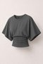 Ghassyco 3-Pack Women's 100% Cotton Stretchy Bat Sleeve Fitted Waist Crew Neck Summer Combed Cotton Sports T-Shirt - 2
