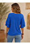 Women's V-Neck Blouse with Flounce Sleeves - 6