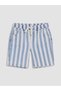Lcw Kids Blue Striped Boys' Jean Shorts with Elastic Waist - 2