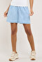 Washed Denim Shorts with Elastic Waist