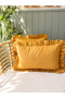 Coton 100% Cotton Fabric Mustard Yellow Ruffle Throw Pillow Cover 1 Piece