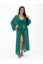 Plus Size Long Sleeve Tulle Women's Kaftan Pareo with Waist Tie