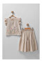 Girl's Floral Embroidered Ruffle Sleeve Cotton Linen Flared 2-Piece Set (Ages 2-5) - 3
