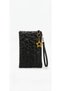 Black Star Quilted Portfolio Bag Wristlet Bag + Gift Pearl Star Charm - 2