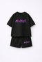 Manifest Girls Logo Printed Oversize 100% Cotton T-Shirt Shorts 2-Piece Kids Set - 2