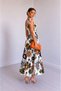 Women's Strappy Chest Elastic Detailed Patterned Long Single Jersey Dress, Summer Comfortable Dress - 2