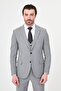 Striped Slim Fit Mono Collar Classic Men's Suit Gray - 45473.26Y - 4