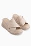 Razia Beige Cross-Strapped Wedge Heeled Women's Slippers - 3