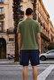 Men's Basic Loose Khaki Polo Neck T-Shirt - 4