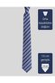 Navy Blue Gray Striped Dark Blue Silk Tie – 7.5 cm Wide - 5