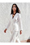 Gencc Quality Double-Breasted Collar Belted Women's 100% Linen Jacket
