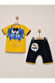 Kids Boys' Summer Suit with Bow Tie, Printed Shalwar Shorts, and Detailled Prints - 2