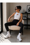 White Cut-Out Detailed Ribbed Crop Top – Modern and Sporty Elegance - 3