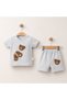 Summer Teddy Bear Suzy Embroidered 100% Cotton Baby Boy Short Sleeve Shorts Top and Bottom Set of 2 - 3