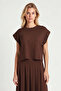 Modal Padded T-Shirt Skirt Set Lnt0041 Brown - 5