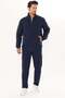 Men's Cotton Stripe Detailed Stand Collar Tracksuit Set Navy Blue-9524