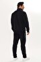 Men's Cotton Stripe Detailed Stand Collar Tracksuit Set Black-9524 - 6