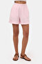 Women's Pink 6S6-98 Mom Relax Fit Organic Linen Fabric Shorts